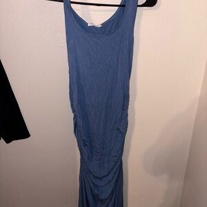 Blue Ruched Sleeveless Bodycon Dress